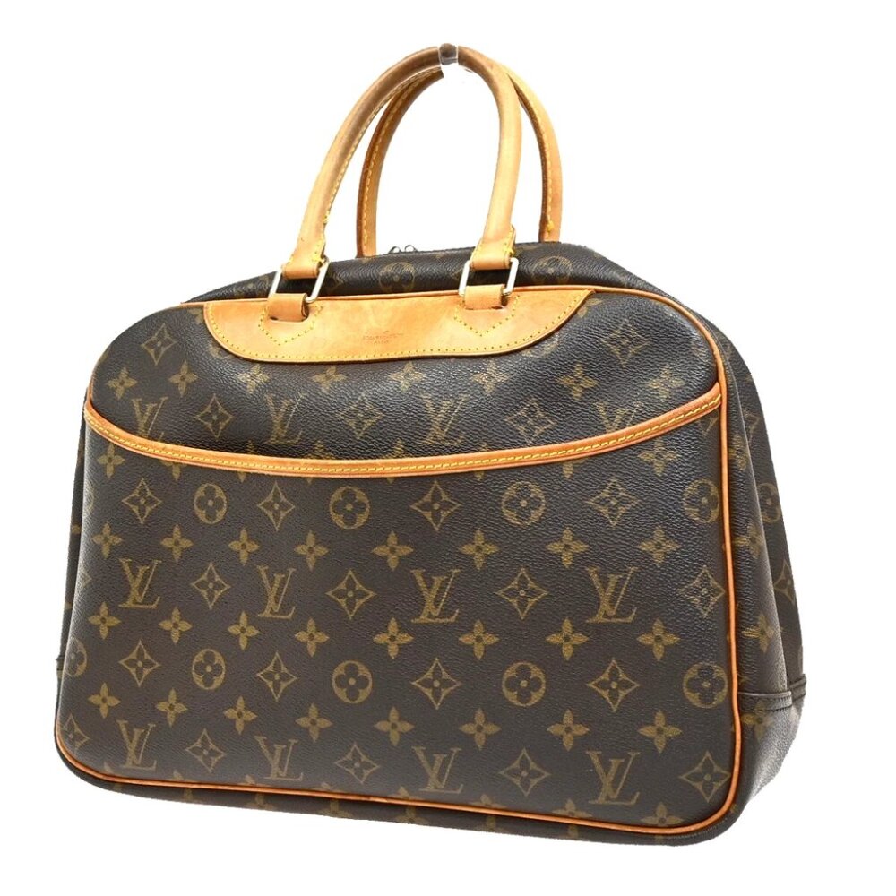 LOUIS VUITTON LV Logo Deauville Hand Bag Monogram Leather Brown M47270 83FB676